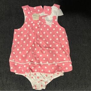 First Impressions Pink Polka Dot Romper
